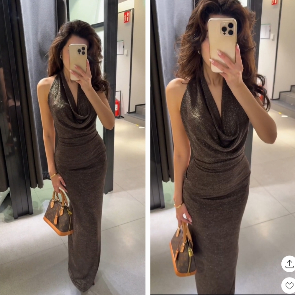 Zara Open Back Metalic Thread Dress